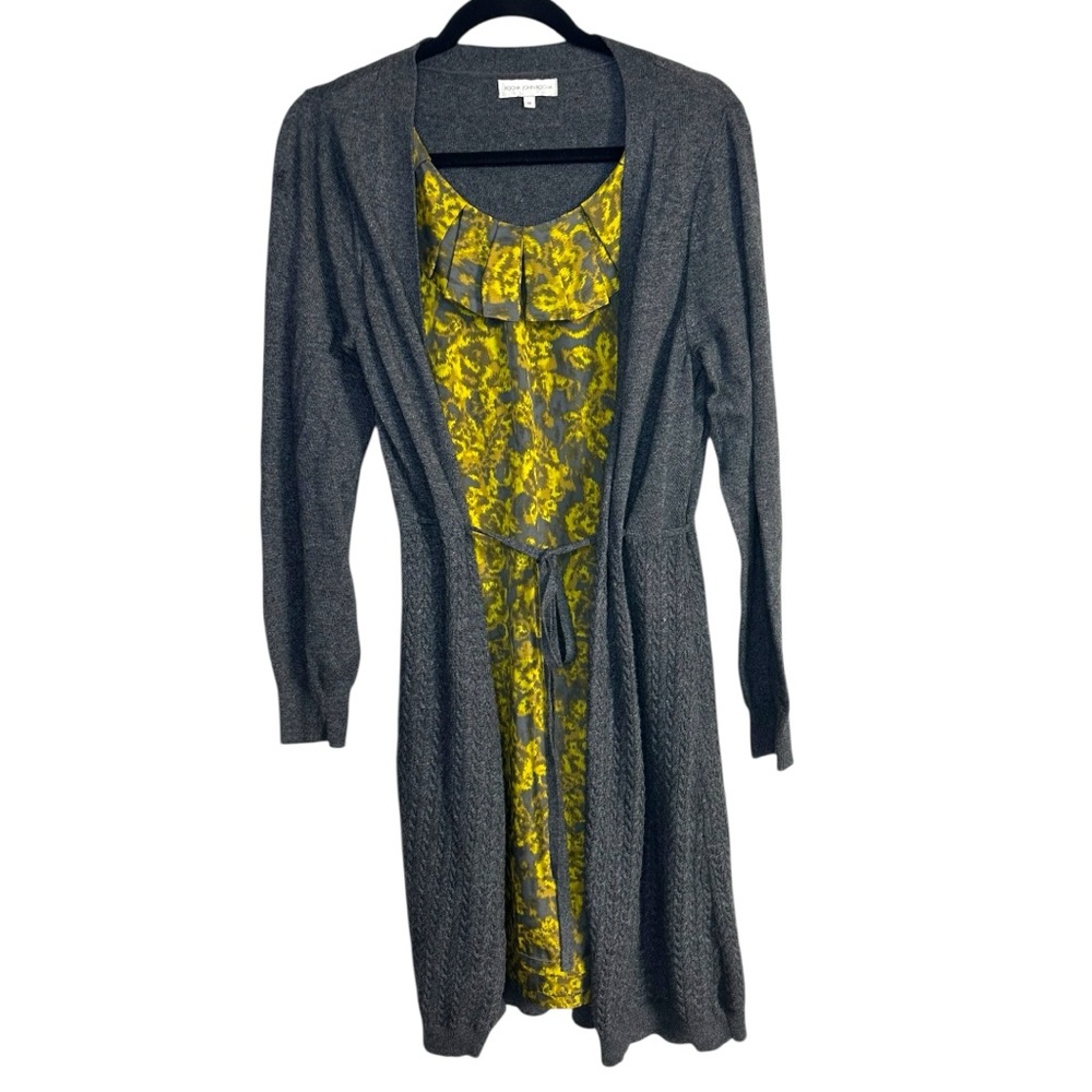 Rocha John Rocha Gray Yellow Size 14 Layered Ruffle‎ Sweater Dress